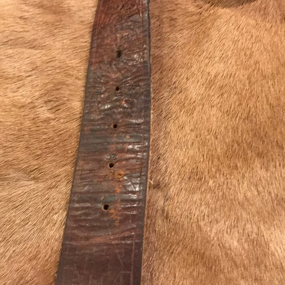 Brown Leather Belt Size 36 Aztec Indian Design